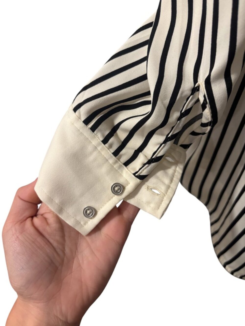 Jones & Co Striped Button-Up Blouse - Picture 5 of 7